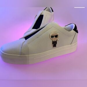 Size 8 Karl Lagerfeld White Leather Karl Foce Ceci E24 Slip On Sneaker's